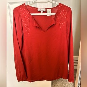 Merlot colored top can be dressed up or down. Beautiful bead detail